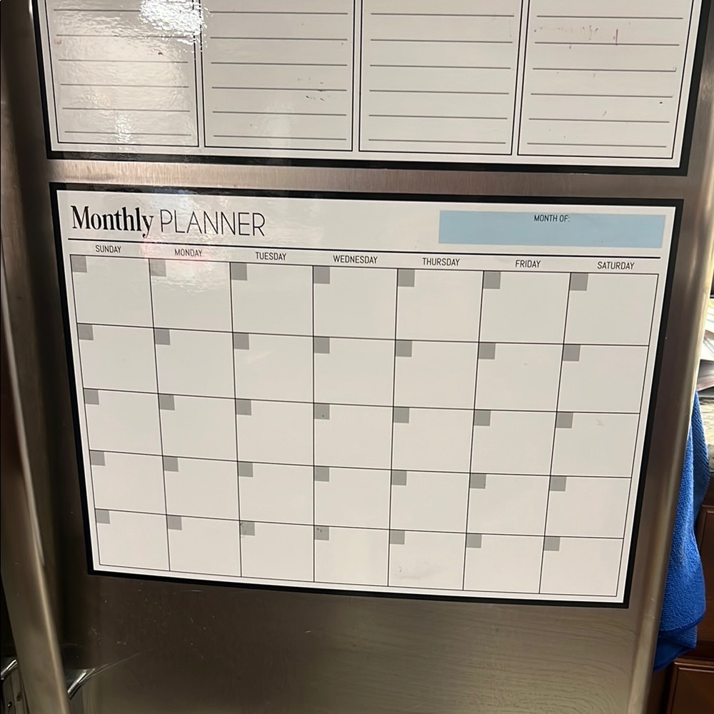 Magnetic Monthly & Daily Planner Whiteboard - Black and White
